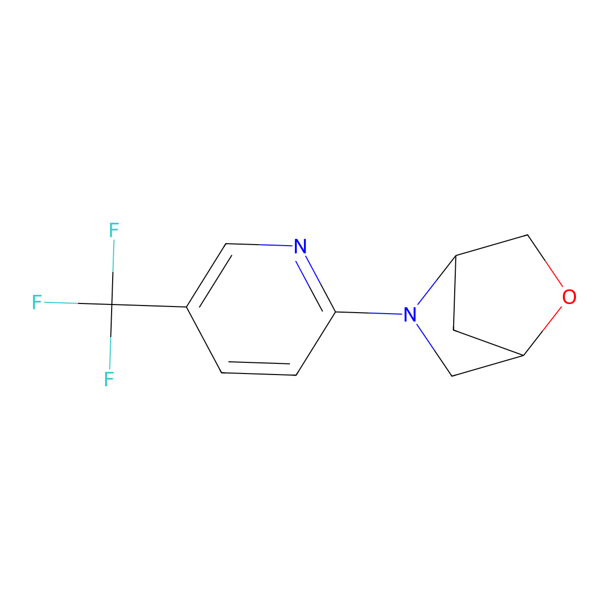5-[5-(Trifluoromethyl)pyridin-2-yl]-2-oxa-5-azabicyclo[2.2.1]heptane molecular structure, CAS 2034460-11-0
