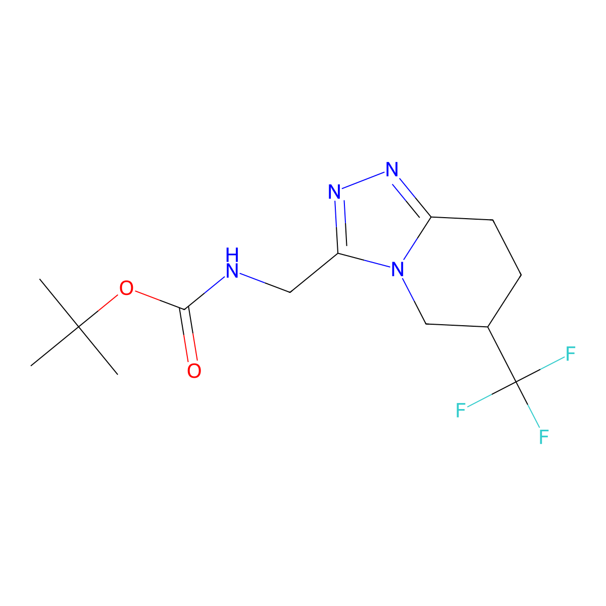 tert-butyl N-{[6-(trifluoromethyl)-5H,6H,7H,8H-[1,2,4]triazolo[4,3-a]pyridin-3-yl]methyl}carbamate molecular structure, CAS 2034460-12-1