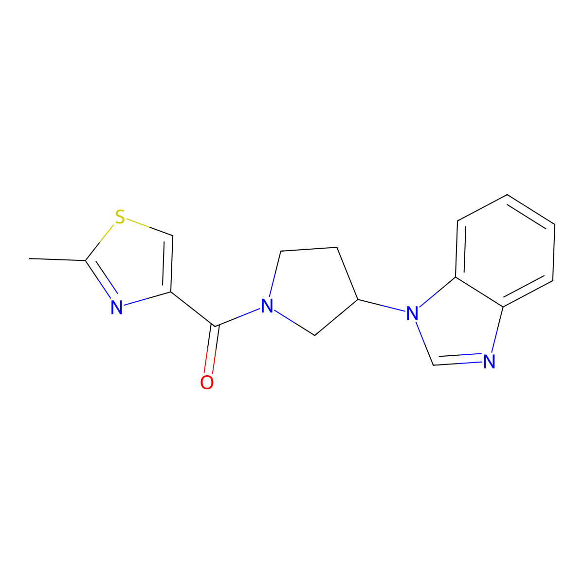 (3-(1H-benzo[d]imidazol-1-yl)pyrrolidin-1-yl)(2-methylthiazol-4-yl)methanone molecular structure, CAS 2034460-14-3