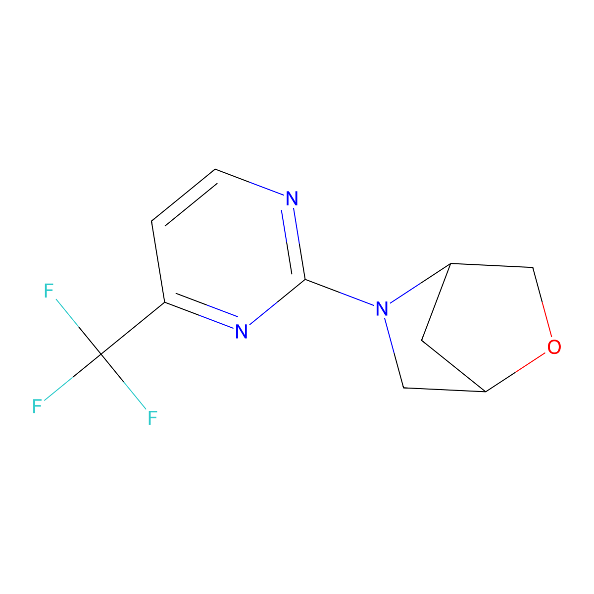 5-[4-(Trifluoromethyl)pyrimidin-2-yl]-2-oxa-5-azabicyclo[2.2.1]heptane molecular structure, CAS 2034460-16-5