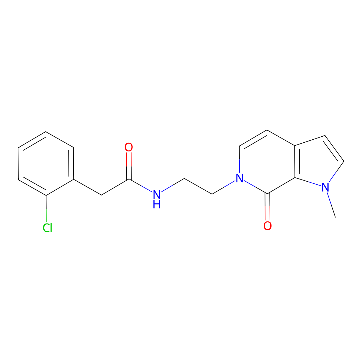 2-(2-chlorophenyl)-N-(2-(1-methyl-7-oxo-1H-pyrrolo[2,3-c]pyridin-6(7H)-yl)ethyl)acetamide molecular structure, CAS 2034460-17-6
