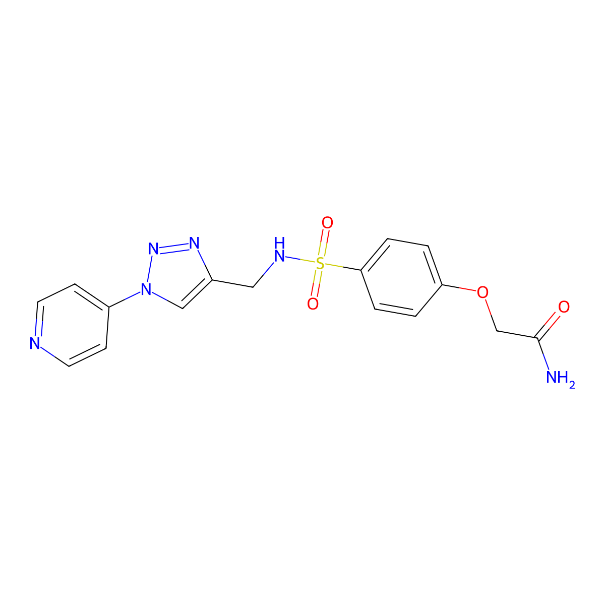 2-(4-(N-((1-(pyridin-4-yl)-1H-1,2,3-triazol-4-yl)methyl)sulfamoyl)phenoxy)acetamide molecular structure, CAS 2034460-21-2