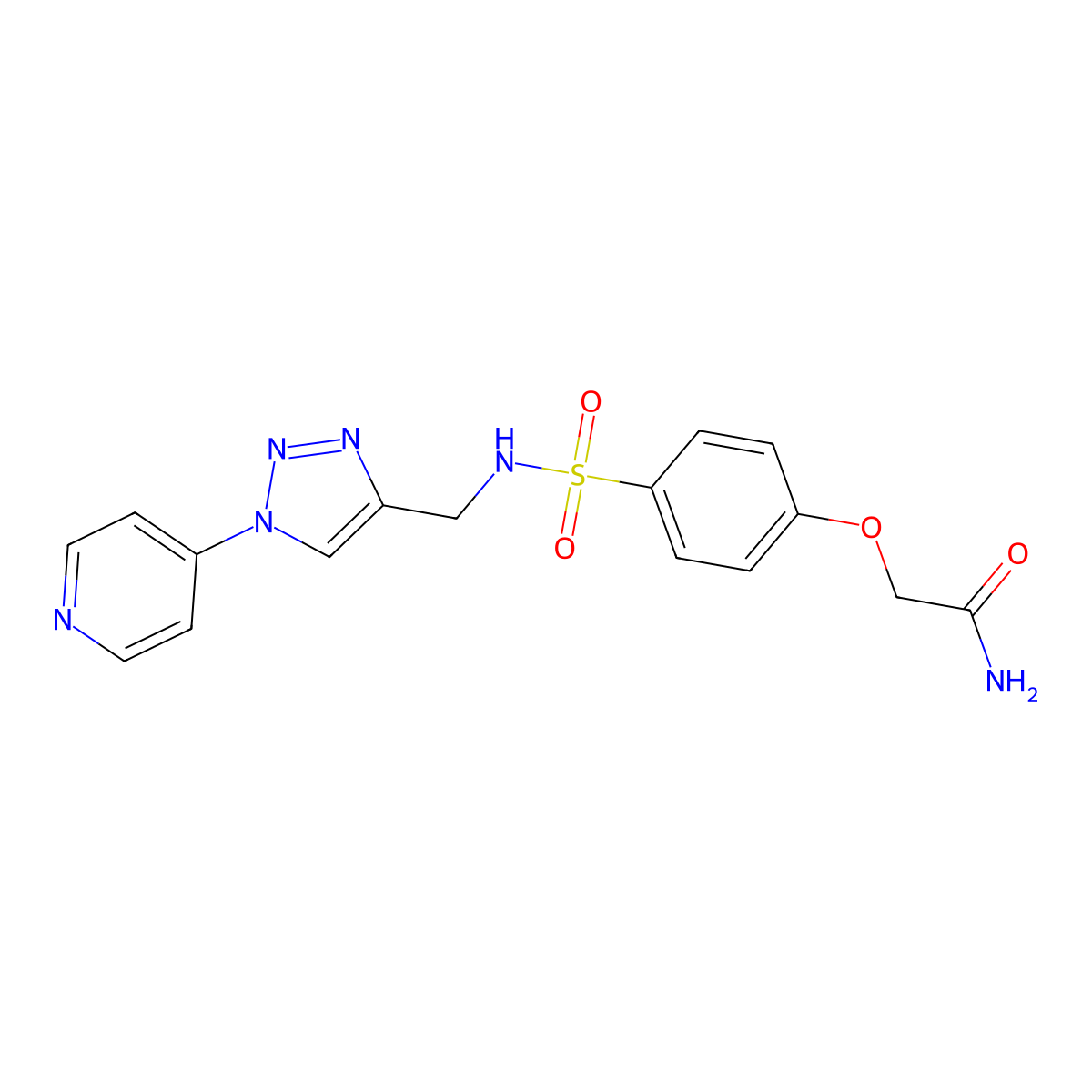 2-(4-(N-((1-(pyridin-4-yl)-1H-1,2,3-triazol-4-yl)methyl)sulfamoyl)phenoxy)acetamide molecular structure, CAS 2034460-21-2