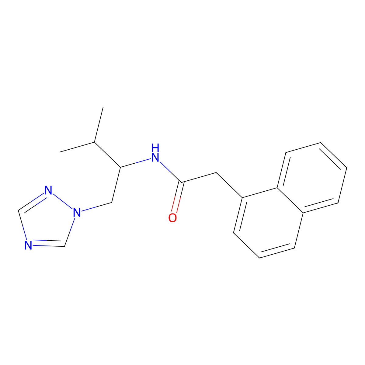 N-(3-methyl-1-(1H-1,2,4-triazol-1-yl)butan-2-yl)-2-(naphthalen-1-yl)acetamide molecular structure, CAS 2034460-23-4