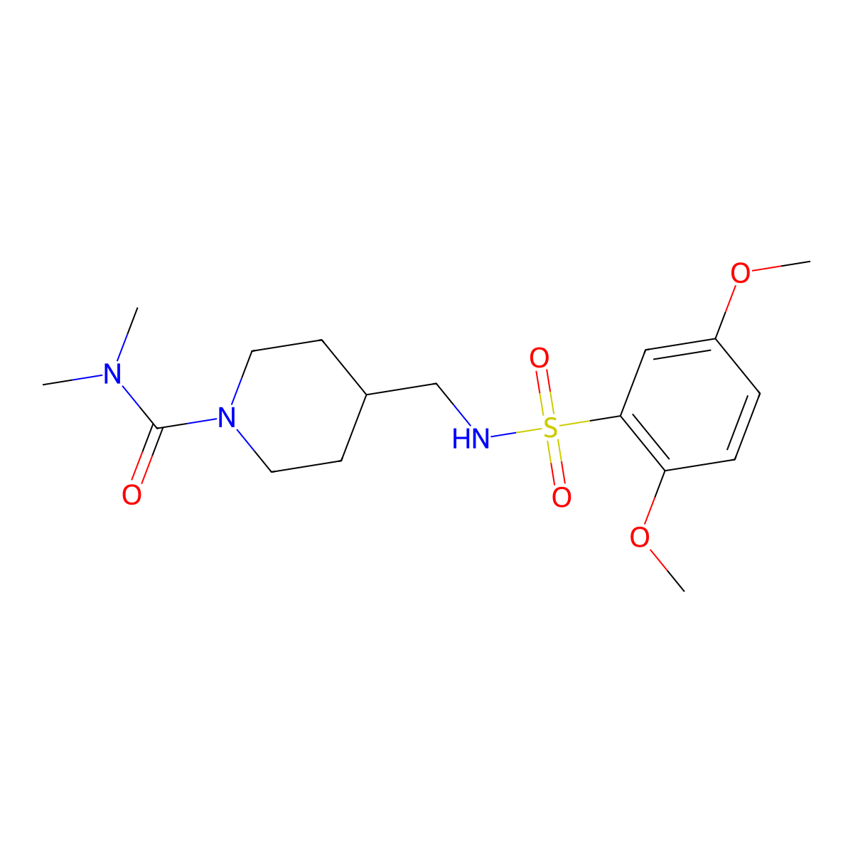 4-[(2,5-dimethoxybenzenesulfonamido)methyl]-N,N-dimethylpiperidine-1-carboxamide molecular structure, CAS 2034460-24-5