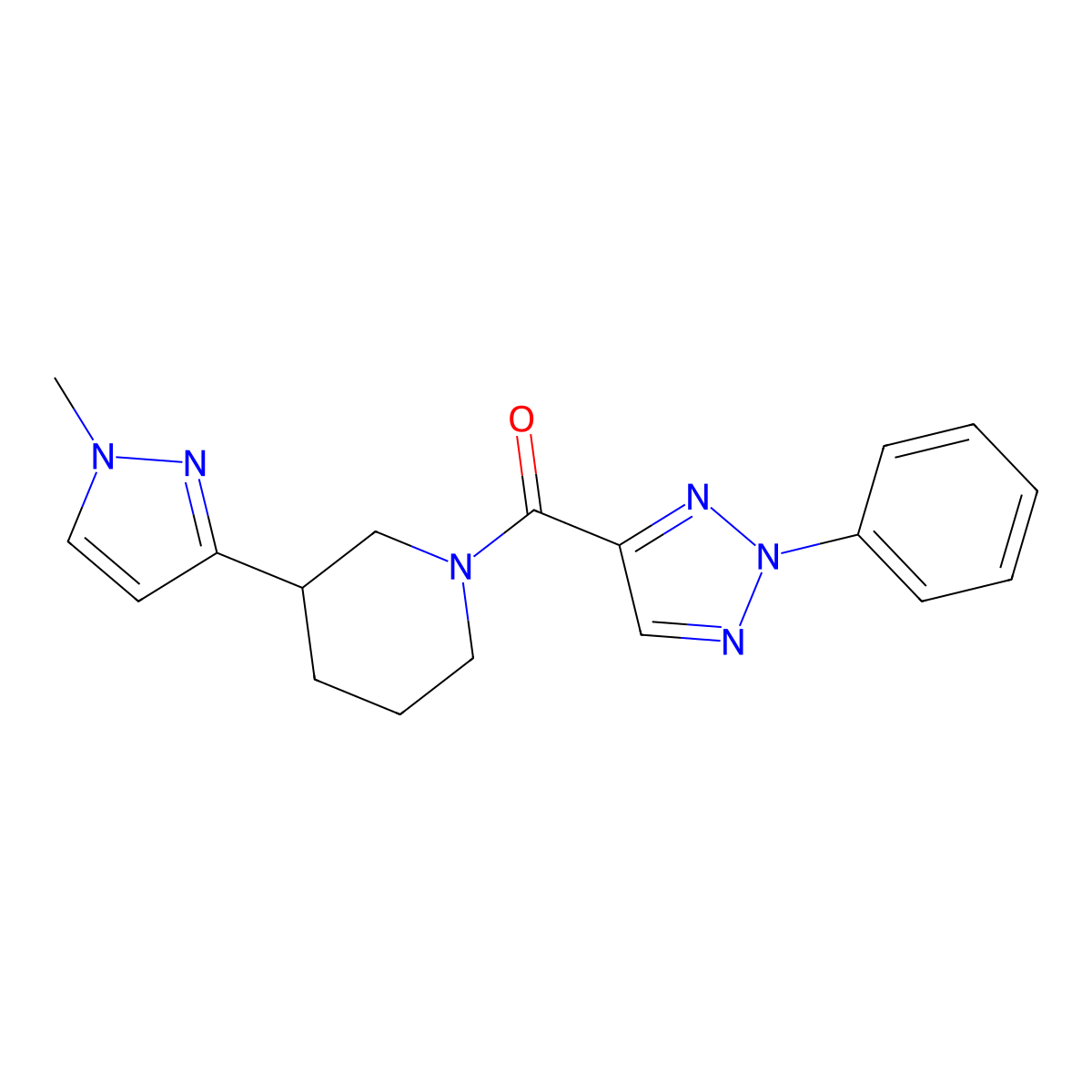 (3-(1-methyl-1H-pyrazol-3-yl)piperidin-1-yl)(2-phenyl-2H-1,2,3-triazol-4-yl)methanone molecular structure, CAS 2034460-28-9