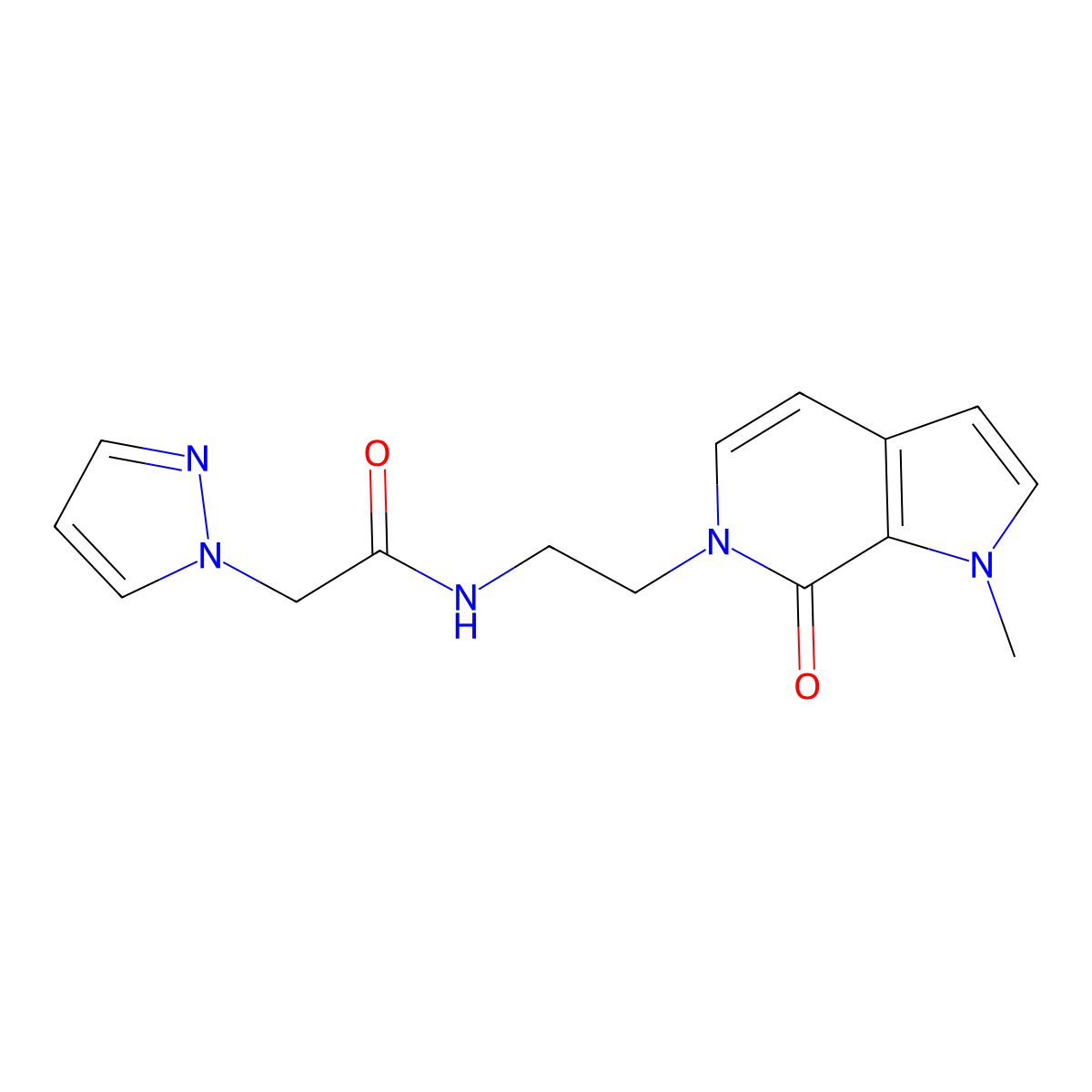 N-(2-(1-methyl-7-oxo-1H-pyrrolo[2,3-c]pyridin-6(7H)-yl)ethyl)-2-(1H-pyrazol-1-yl)acetamide molecular structure, CAS 2034460-30-3