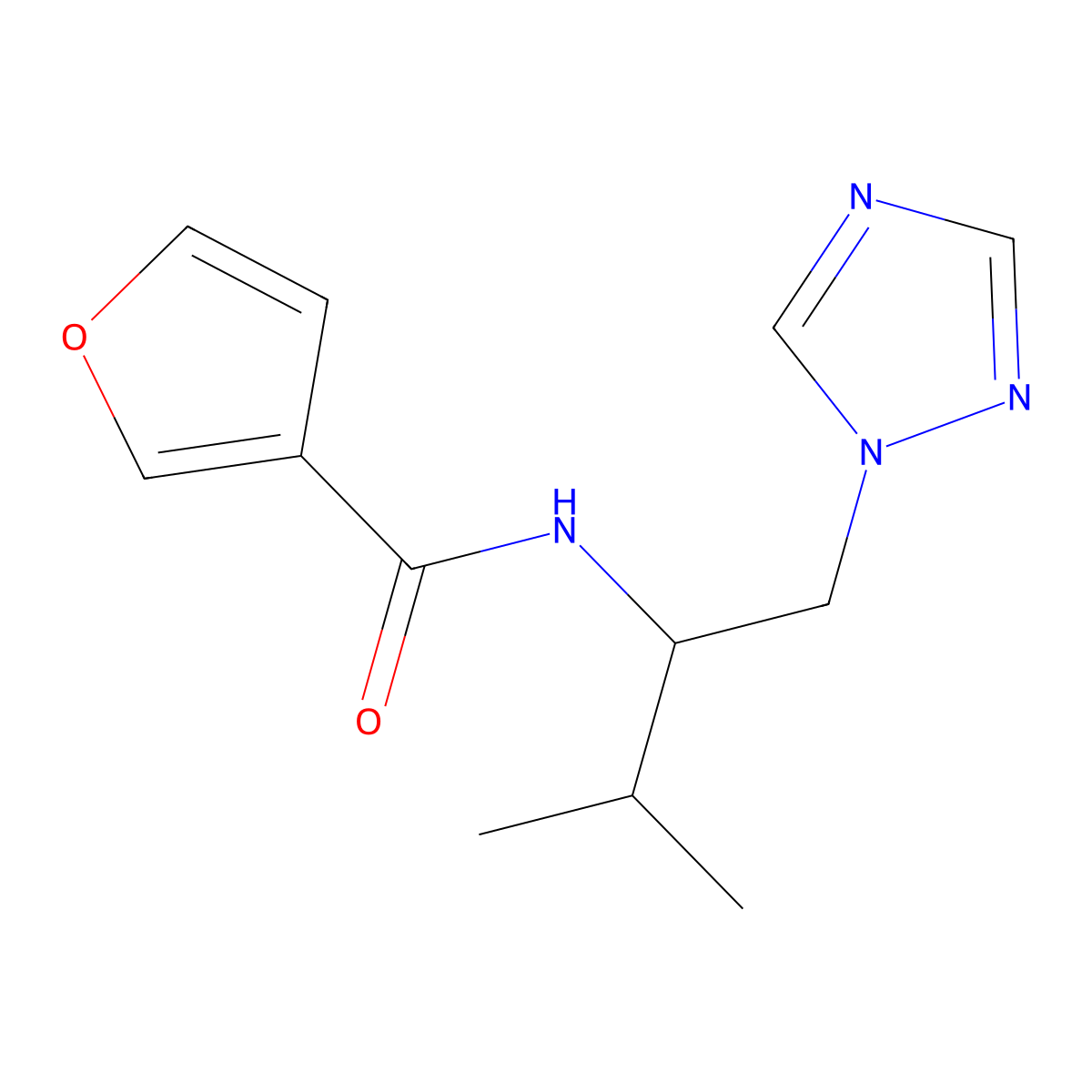 N-[3-methyl-1-(1H-1,2,4-triazol-1-yl)butan-2-yl]furan-3-carboxamide molecular structure, CAS 2034460-31-4