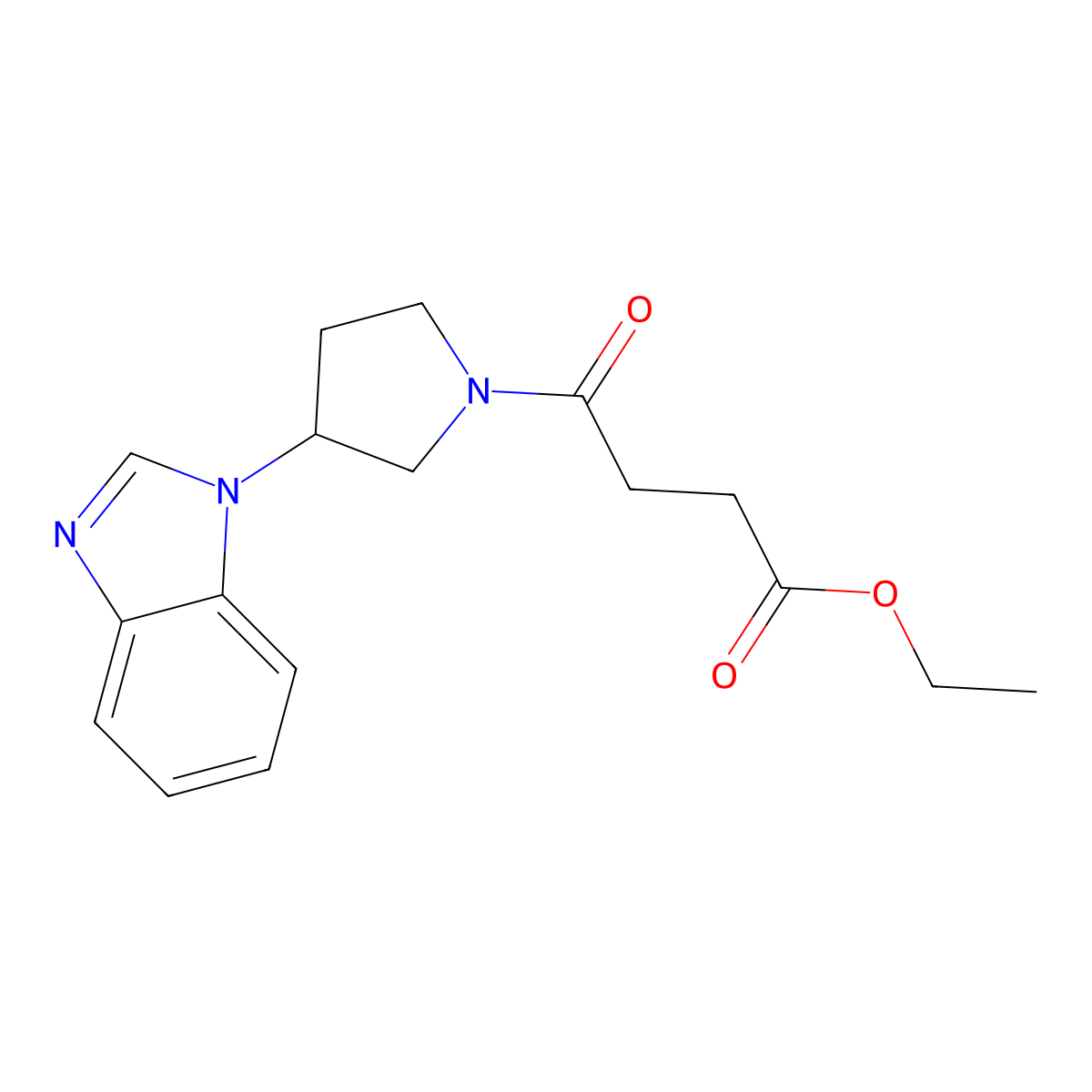 ethyl 4-(3-(1H-benzo[d]imidazol-1-yl)pyrrolidin-1-yl)-4-oxobutanoate molecular structure, CAS 2034460-34-7