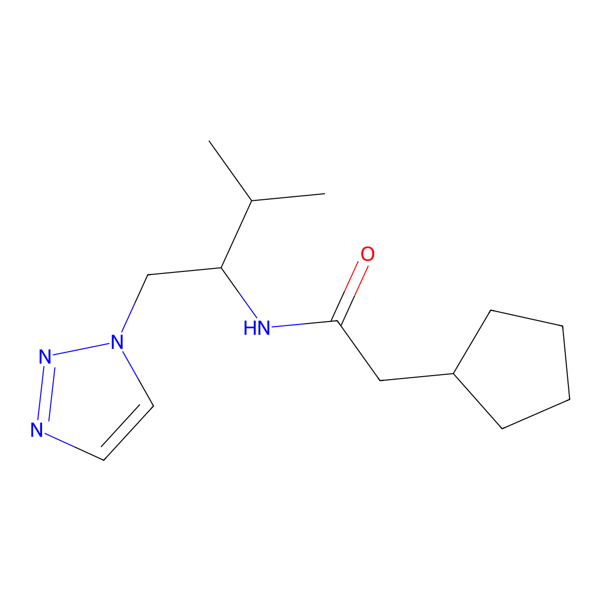 2-cyclopentyl-N-[3-methyl-1-(1H-1,2,3-triazol-1-yl)butan-2-yl]acetamide molecular structure, CAS 2034460-39-2