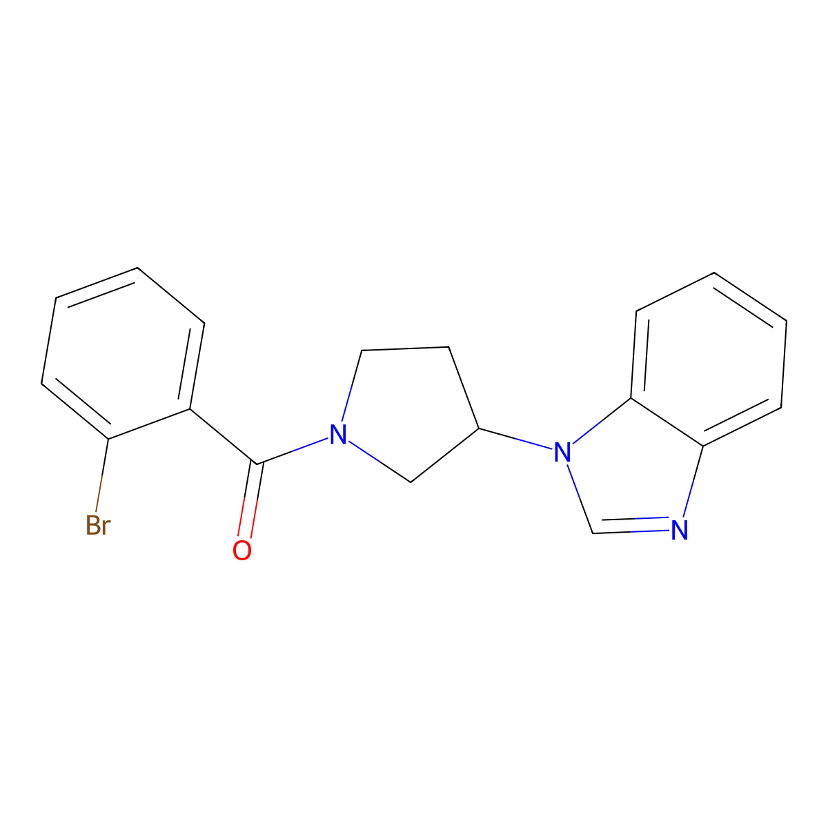 (3-(1H-benzo[d]imidazol-1-yl)pyrrolidin-1-yl)(2-bromophenyl)methanone molecular structure, CAS 2034460-42-7