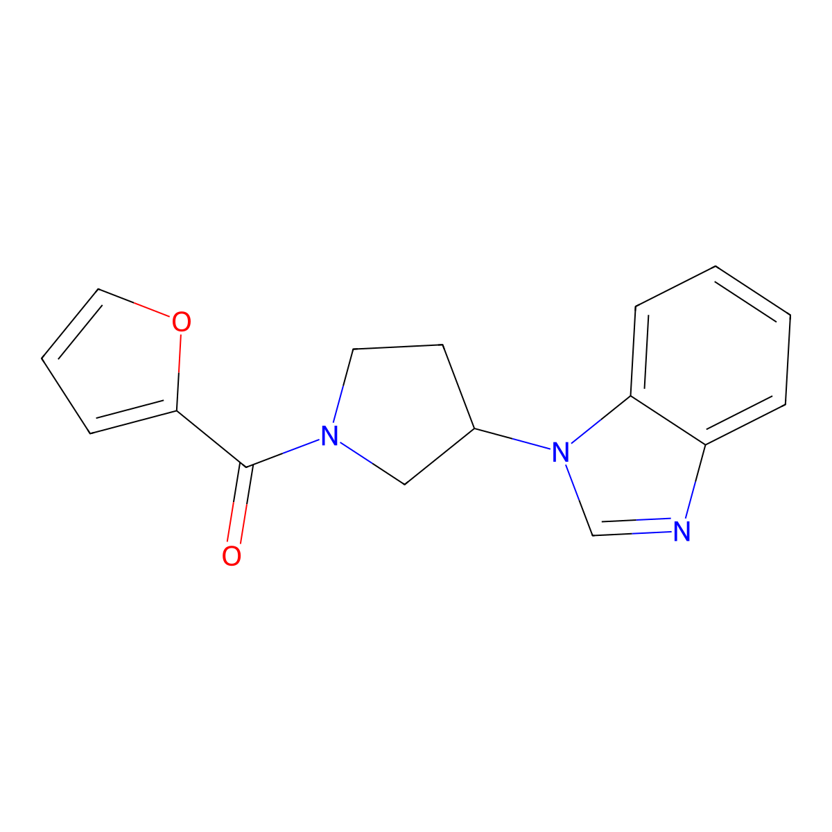(3-(1H-benzo[d]imidazol-1-yl)pyrrolidin-1-yl)(furan-2-yl)methanone molecular structure, CAS 2034460-47-2