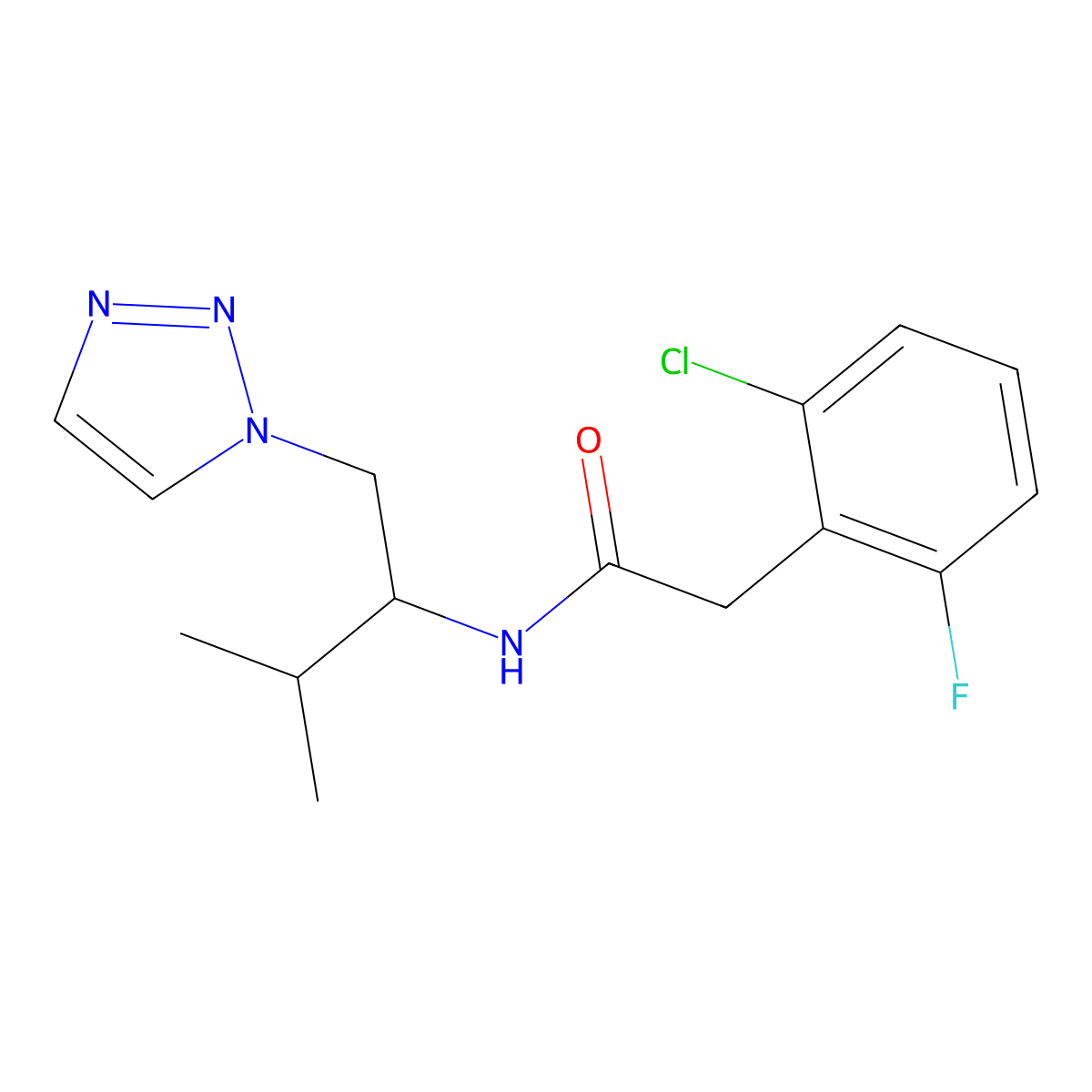 2-(2-chloro-6-fluorophenyl)-N-[3-methyl-1-(1H-1,2,3-triazol-1-yl)butan-2-yl]acetamide molecular structure, CAS 2034460-51-8