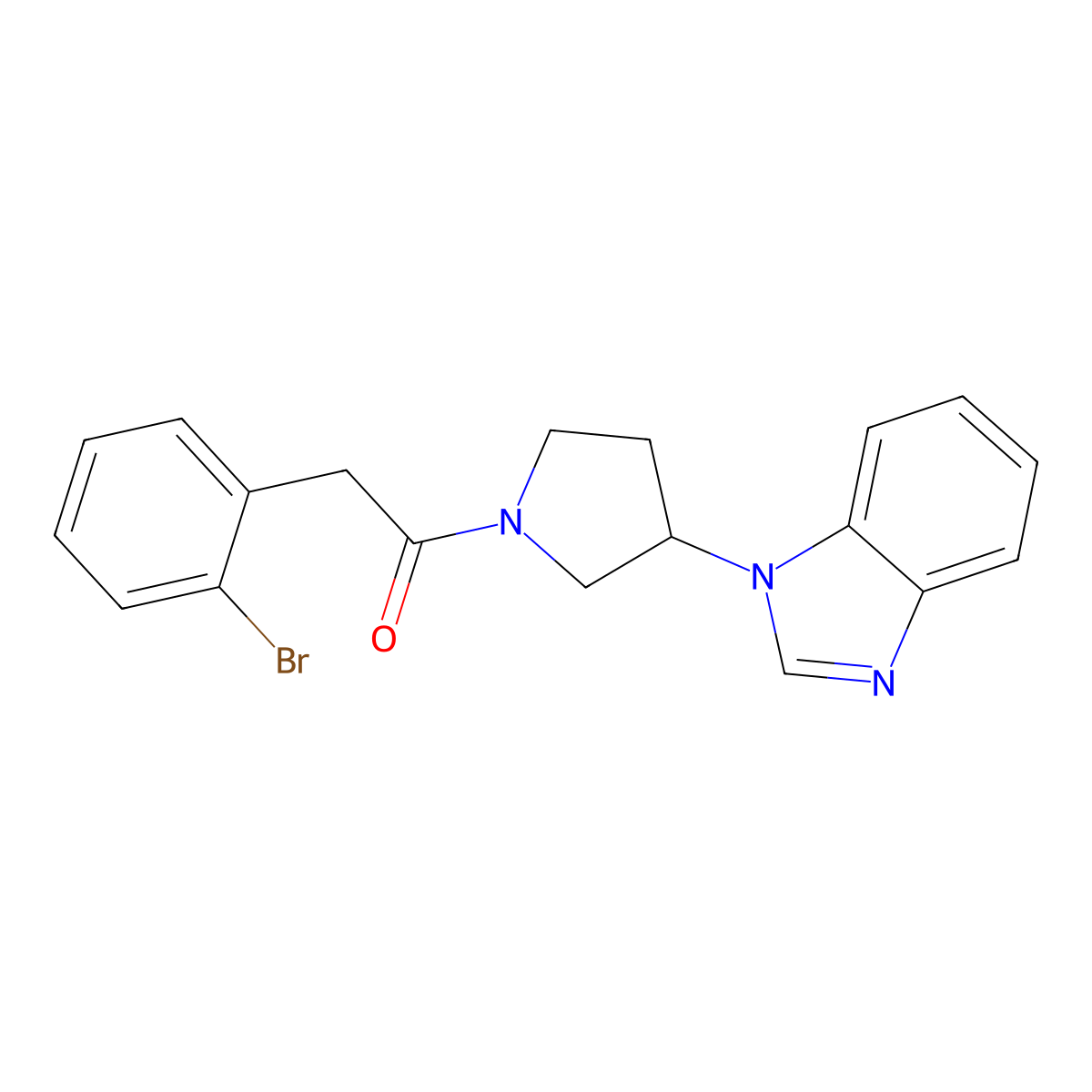 1-(3-(1H-benzo[d]imidazol-1-yl)pyrrolidin-1-yl)-2-(2-bromophenyl)ethanone molecular structure, CAS 2034460-59-6