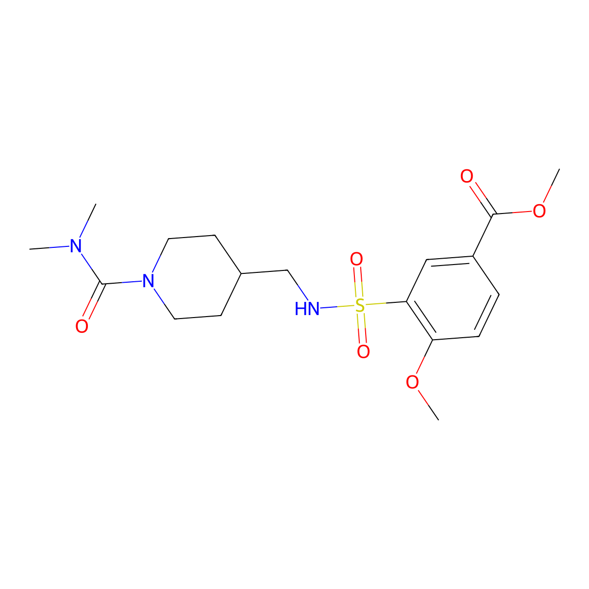 methyl 3-(N-((1-(dimethylcarbamoyl)piperidin-4-yl)methyl)sulfamoyl)-4-methoxybenzoate molecular structure, CAS 2034460-60-9