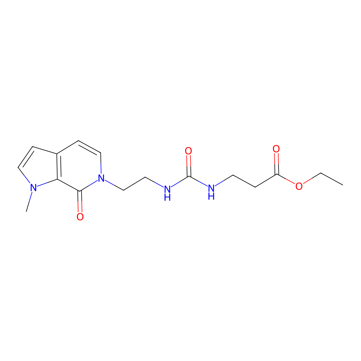 ethyl 3-(3-(2-(1-methyl-7-oxo-1H-pyrrolo[2,3-c]pyridin-6(7H)-yl)ethyl)ureido)propanoate molecular structure, CAS 2034460-66-5