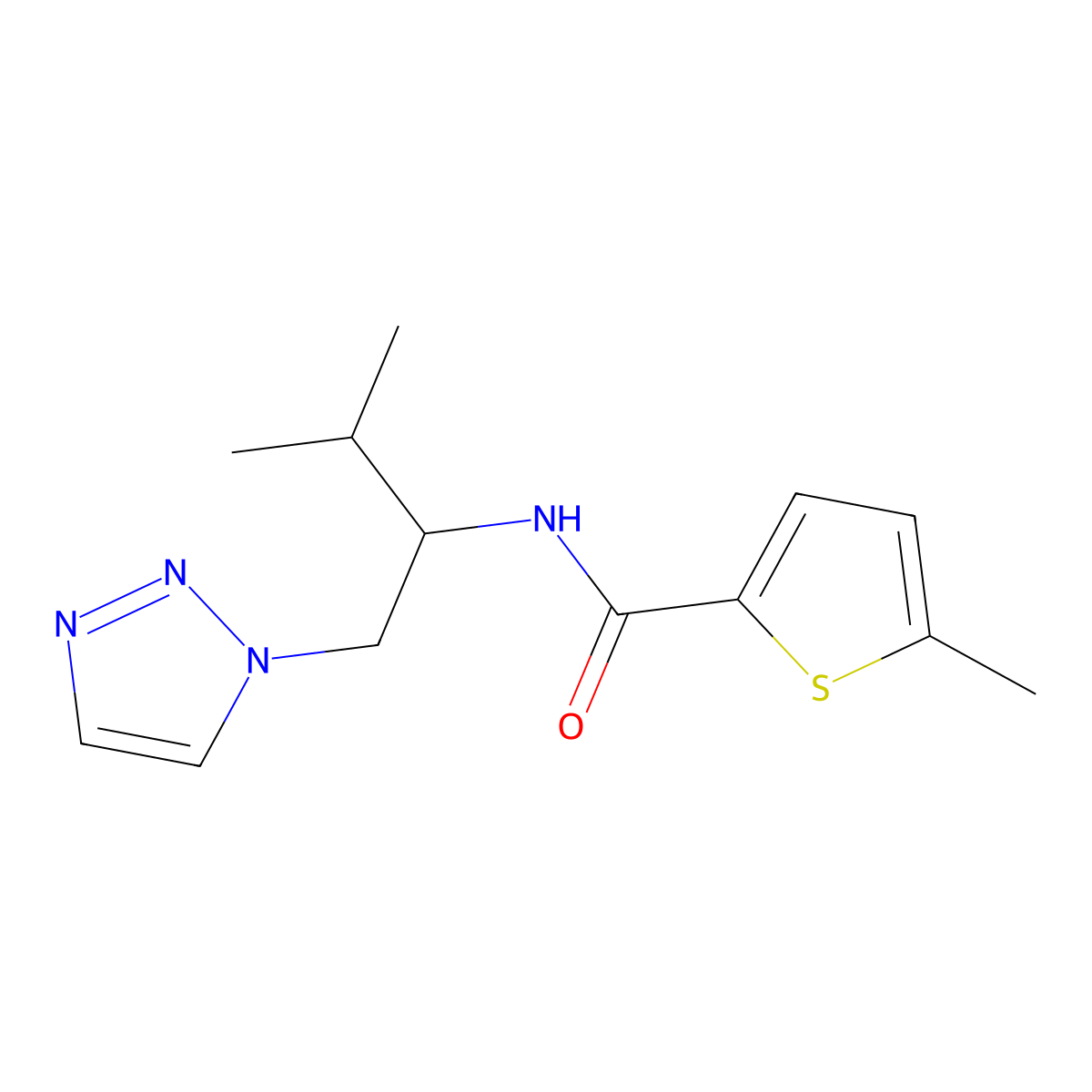5-methyl-N-(3-methyl-1-(1H-1,2,3-triazol-1-yl)butan-2-yl)thiophene-2-carboxamide molecular structure, CAS 2034460-70-1