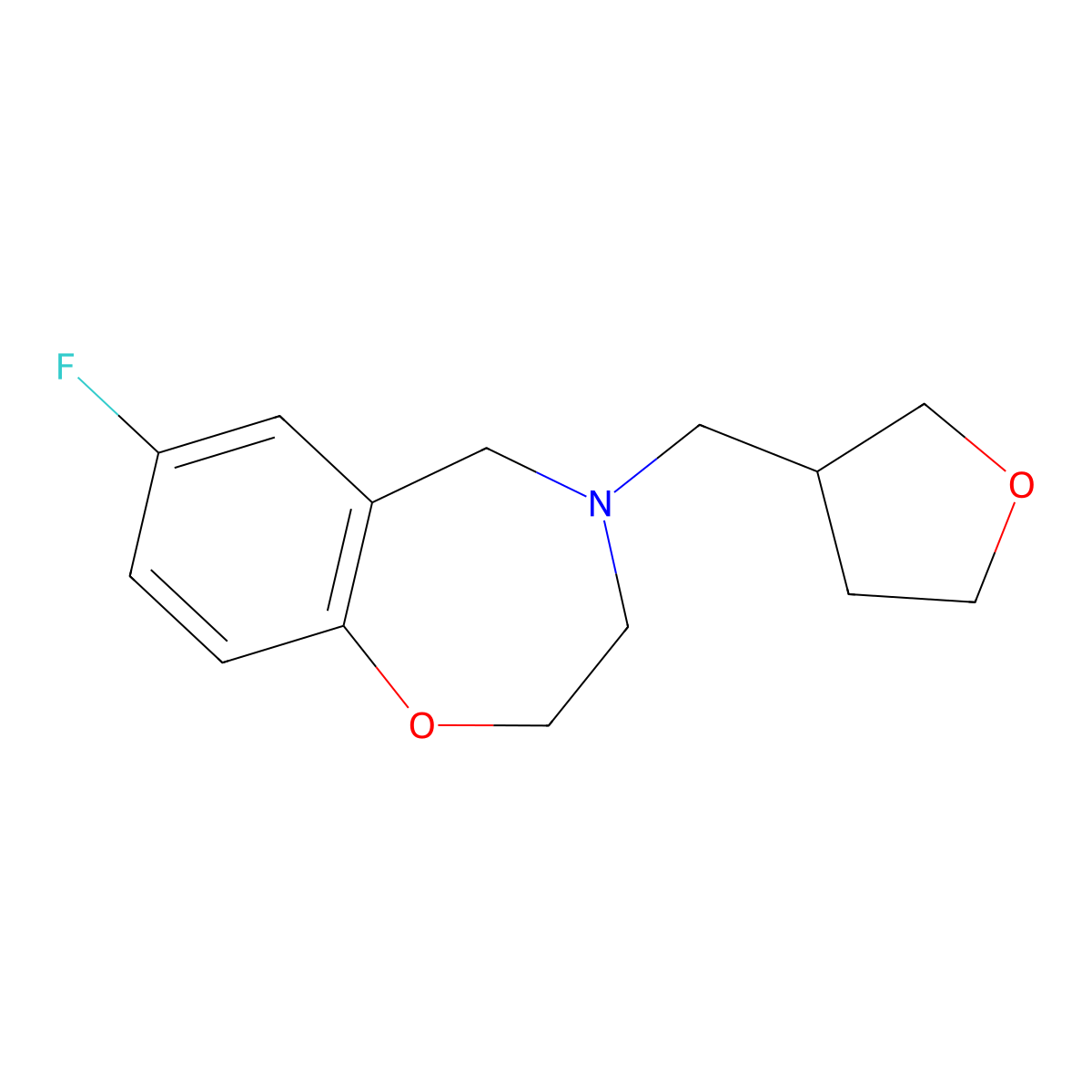 7-Fluoro-4-((tetrahydrofuran-3-yl)methyl)-2,3,4,5-tetrahydrobenzo[f][1,4]oxazepine molecular structure, CAS 2034460-76-7