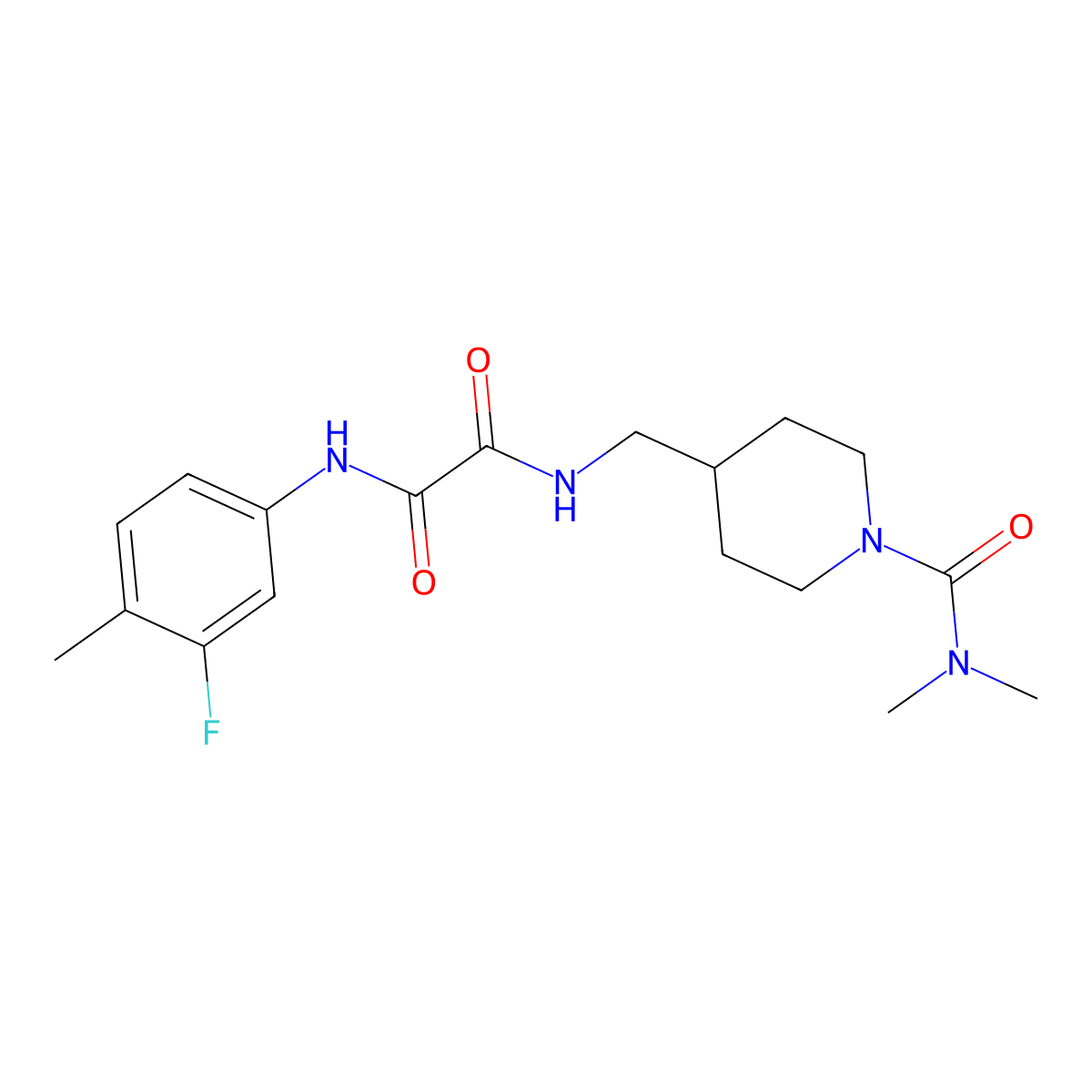 N1-((1-(dimethylcarbamoyl)piperidin-4-yl)methyl)-N2-(3-fluoro-4-methylphenyl)oxalamide molecular structure, CAS 2034460-77-8