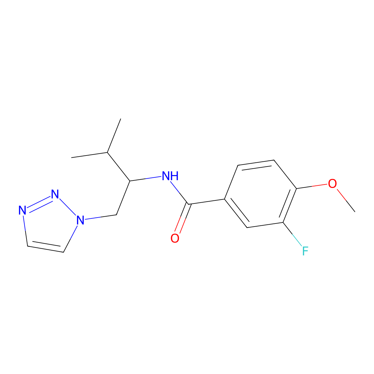 3-fluoro-4-methoxy-N-[3-methyl-1-(1H-1,2,3-triazol-1-yl)butan-2-yl]benzamide molecular structure, CAS 2034460-79-0