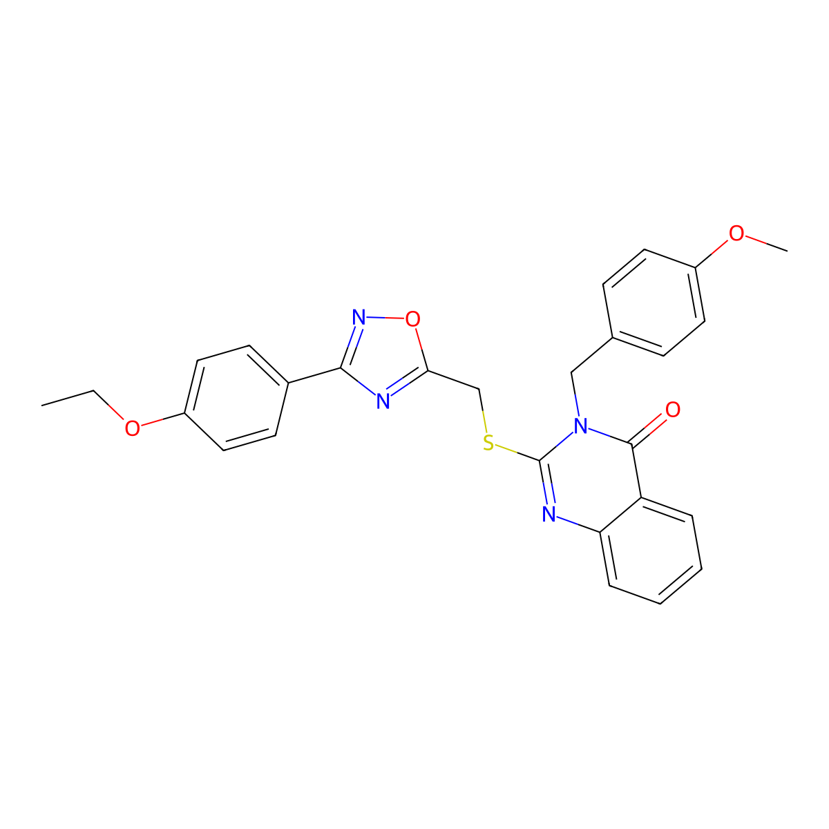 2-(((3-(4-ethoxyphenyl)-1,2,4-oxadiazol-5-yl)methyl)thio)-3-(4-methoxybenzyl)quinazolin-4(3H)-one molecular structure, CAS 2034460-81-4