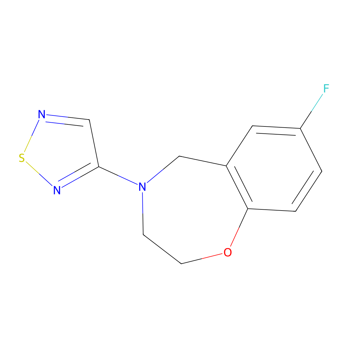 7-Fluoro-4-(1,2,5-thiadiazol-3-yl)-2,3,4,5-tetrahydrobenzo[f][1,4]oxazepine molecular structure, CAS 2034460-82-5