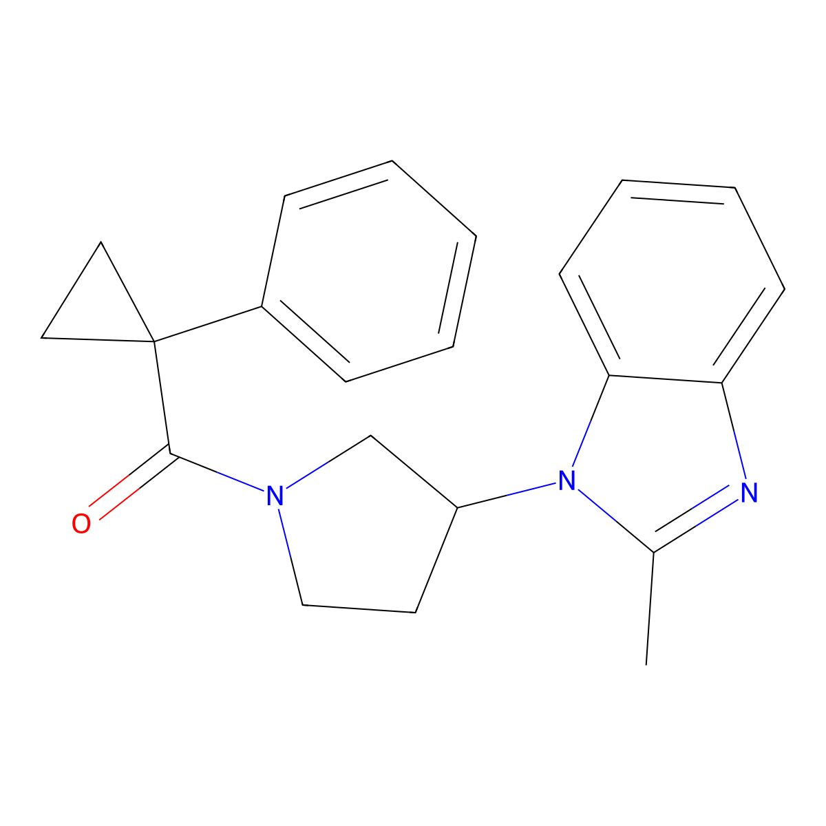 (3-(2-methyl-1H-benzo[d]imidazol-1-yl)pyrrolidin-1-yl)(1-phenylcyclopropyl)methanone molecular structure, CAS 2034460-83-6