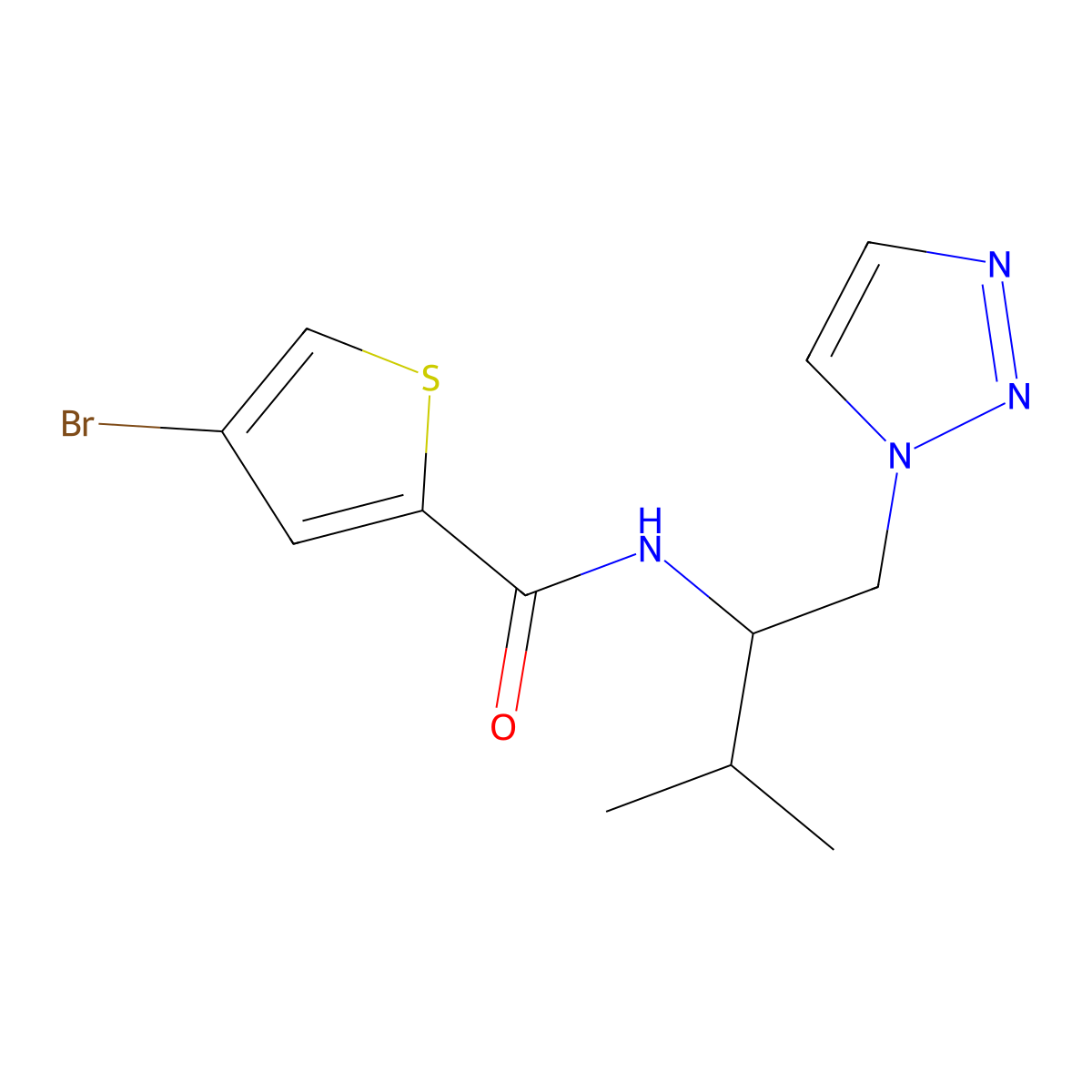 4-bromo-N-[3-methyl-1-(1H-1,2,3-triazol-1-yl)butan-2-yl]thiophene-2-carboxamide molecular structure, CAS 2034460-85-8