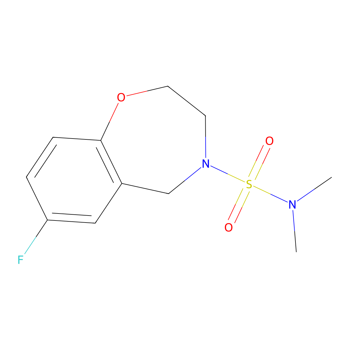 7-fluoro-N,N-dimethyl-2,3-dihydrobenzo[f][1,4]oxazepine-4(5H)-sulfonamide molecular structure, CAS 2034460-89-2