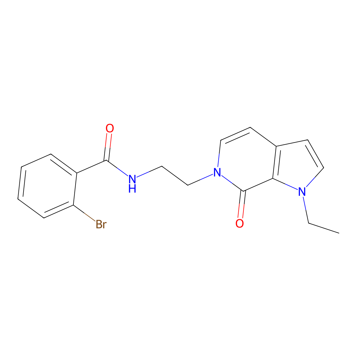 2-bromo-N-(2-(1-ethyl-7-oxo-1H-pyrrolo[2,3-c]pyridin-6(7H)-yl)ethyl)benzamide molecular structure, CAS 2034460-95-0