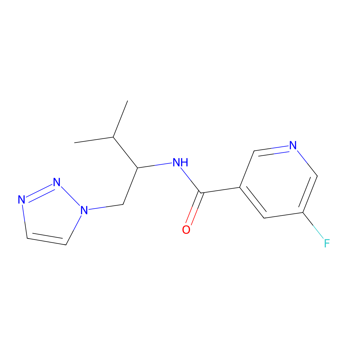 5-fluoro-N-(3-methyl-1-(1H-1,2,3-triazol-1-yl)butan-2-yl)nicotinamide molecular structure, CAS 2034460-97-2