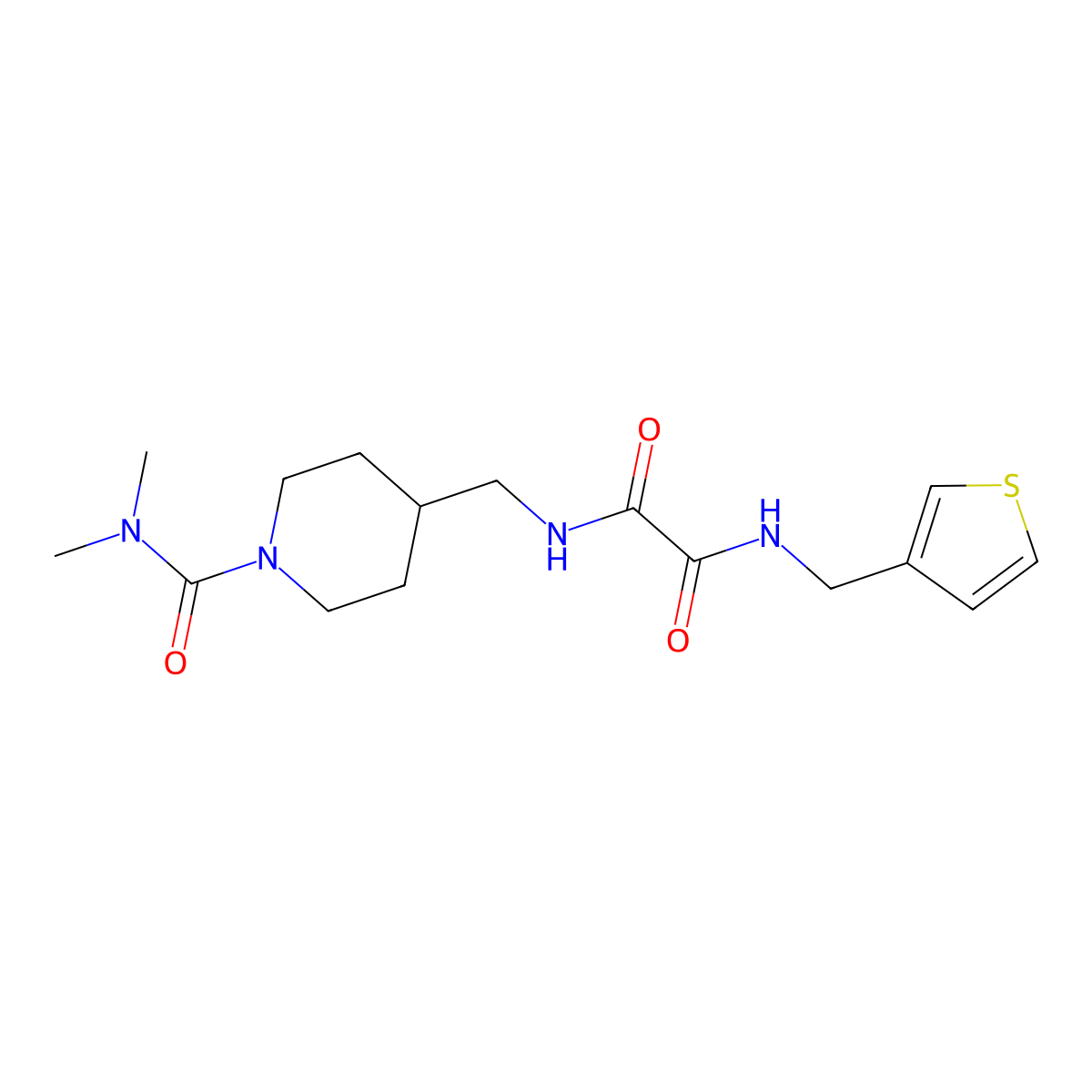 N1-((1-(dimethylcarbamoyl)piperidin-4-yl)methyl)-N2-(thiophen-3-ylmethyl)oxalamide molecular structure, CAS 2034461-04-4