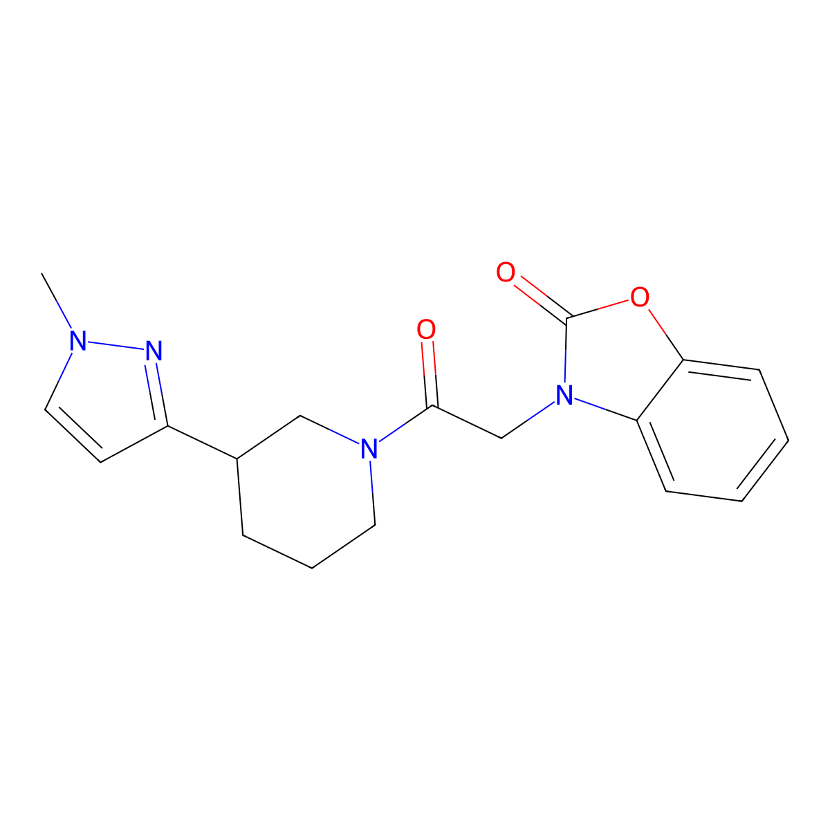 3-(2-(3-(1-methyl-1H-pyrazol-3-yl)piperidin-1-yl)-2-oxoethyl)benzo[d]oxazol-2(3H)-one molecular structure, CAS 2034461-10-2