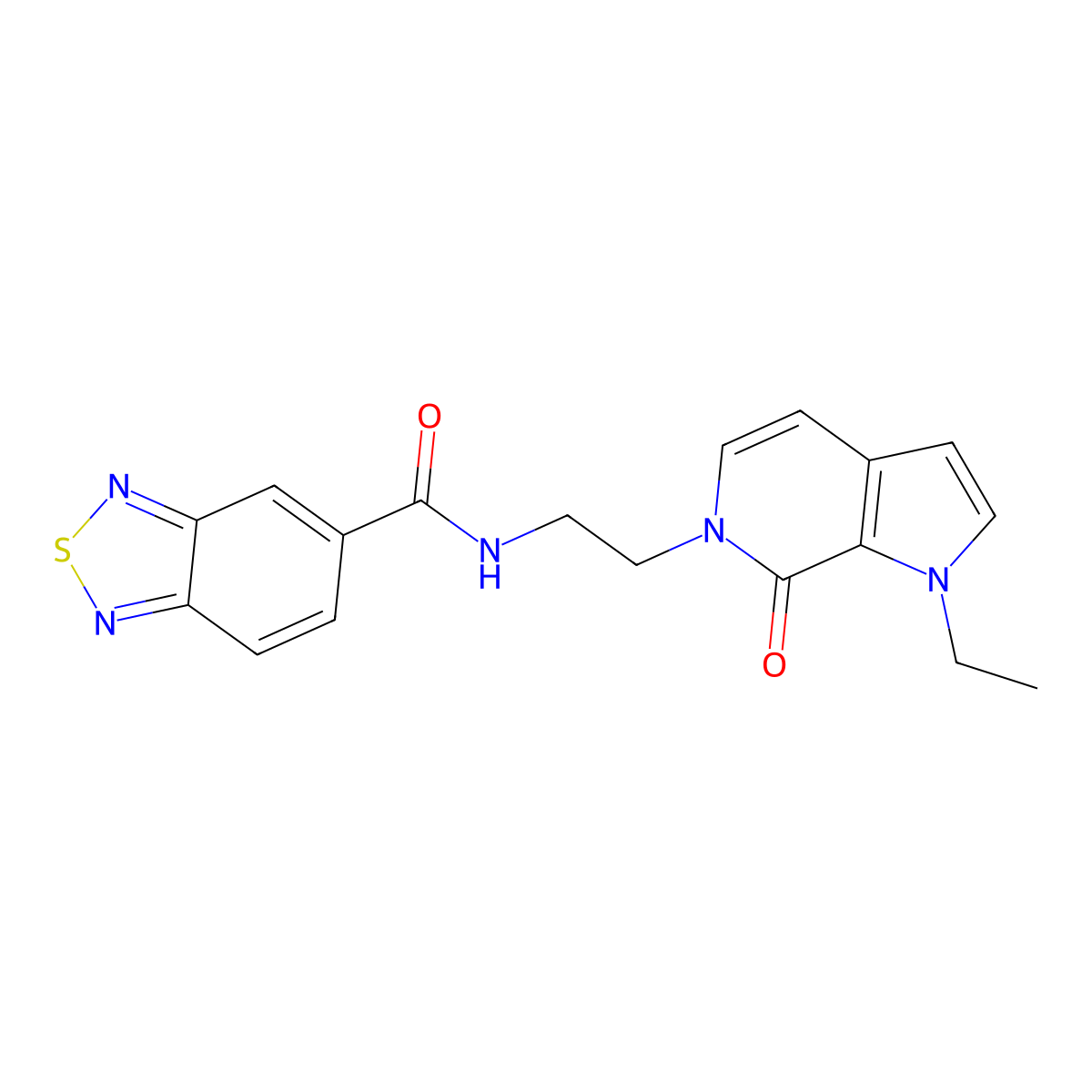 N-(2-(1-ethyl-7-oxo-1H-pyrrolo[2,3-c]pyridin-6(7H)-yl)ethyl)benzo[c][1,2,5]thiadiazole-5-carboxamide molecular structure, CAS 2034461-13-5