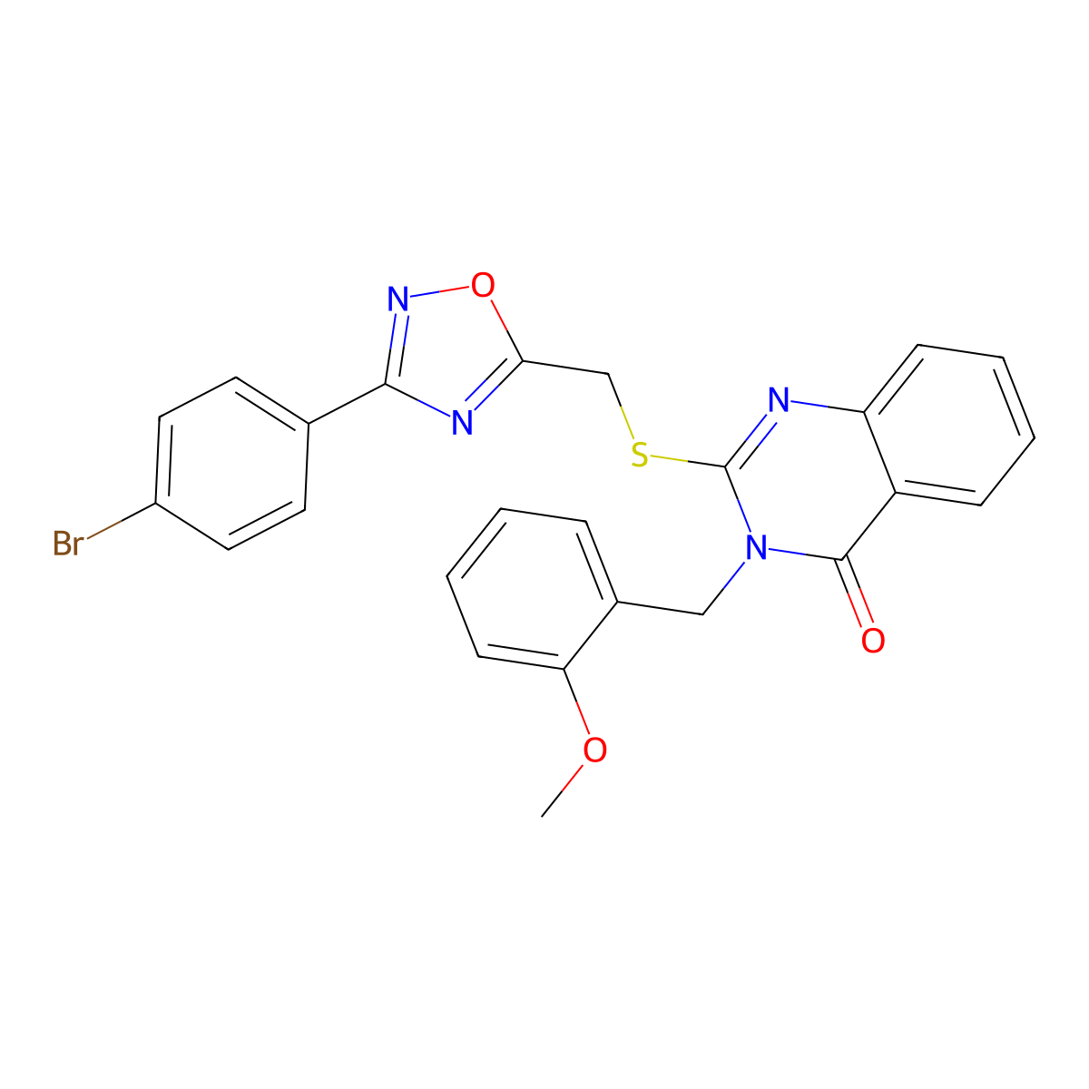 2-(((3-(4-bromophenyl)-1,2,4-oxadiazol-5-yl)methyl)thio)-3-(2-methoxybenzyl)quinazolin-4(3H)-one molecular structure, CAS 2034461-16-8