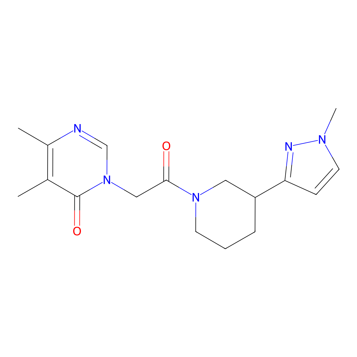 5,6-dimethyl-3-(2-(3-(1-methyl-1H-pyrazol-3-yl)piperidin-1-yl)-2-oxoethyl)pyrimidin-4(3H)-one molecular structure, CAS 2034461-19-1