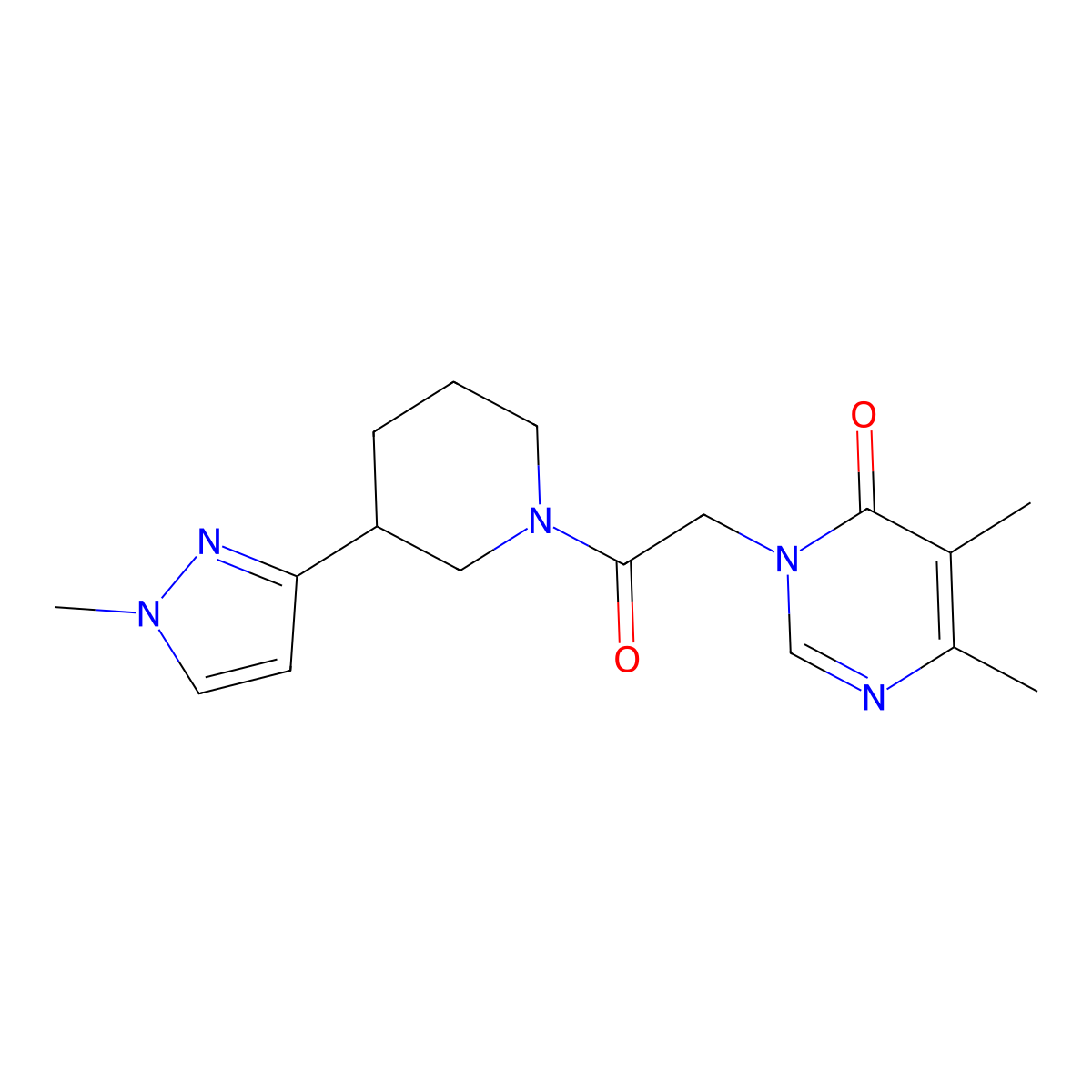 5,6-dimethyl-3-(2-(3-(1-methyl-1H-pyrazol-3-yl)piperidin-1-yl)-2-oxoethyl)pyrimidin-4(3H)-one molecular structure, CAS 2034461-19-1