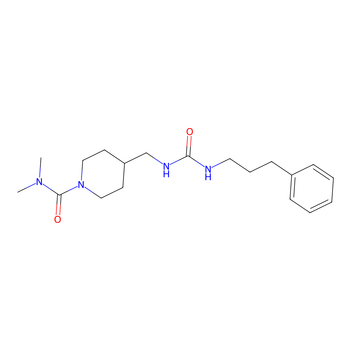 N,N-dimethyl-4-((3-(3-phenylpropyl)ureido)methyl)piperidine-1-carboxamide molecular structure, CAS 2034461-21-5