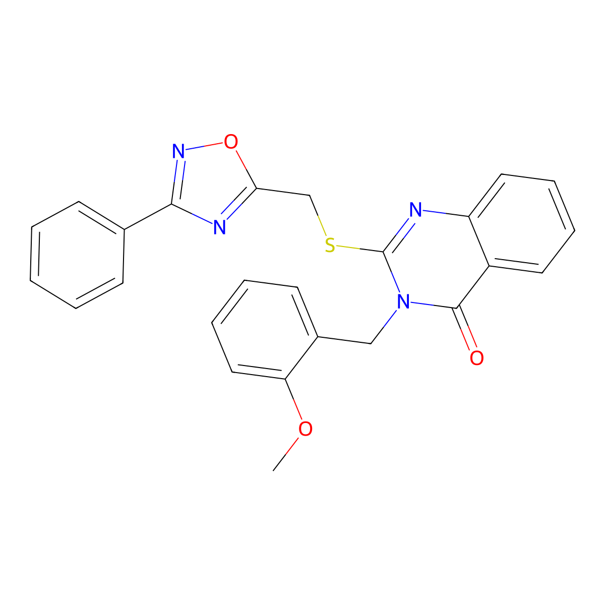 3-(2-methoxybenzyl)-2-(((3-phenyl-1,2,4-oxadiazol-5-yl)methyl)thio)quinazolin-4(3H)-one molecular structure, CAS 2034461-23-7