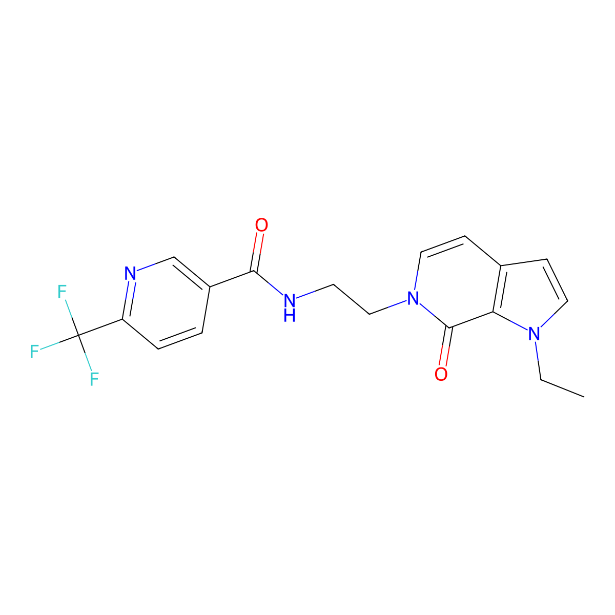 N-(2-(1-ethyl-7-oxo-1H-pyrrolo[2,3-c]pyridin-6(7H)-yl)ethyl)-6-(trifluoromethyl)nicotinamide molecular structure, CAS 2034461-28-2