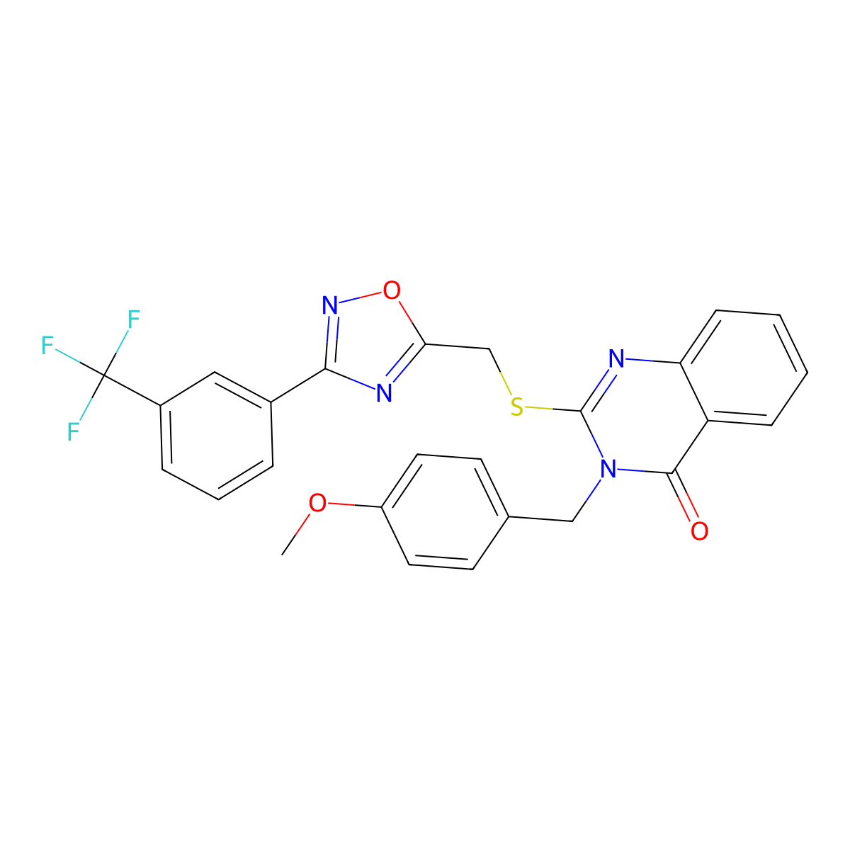 3-(4-methoxybenzyl)-2-(((3-(3-(trifluoromethyl)phenyl)-1,2,4-oxadiazol-5-yl)methyl)thio)quinazolin-4(3H)-one molecular structure, CAS 2034461-29-3