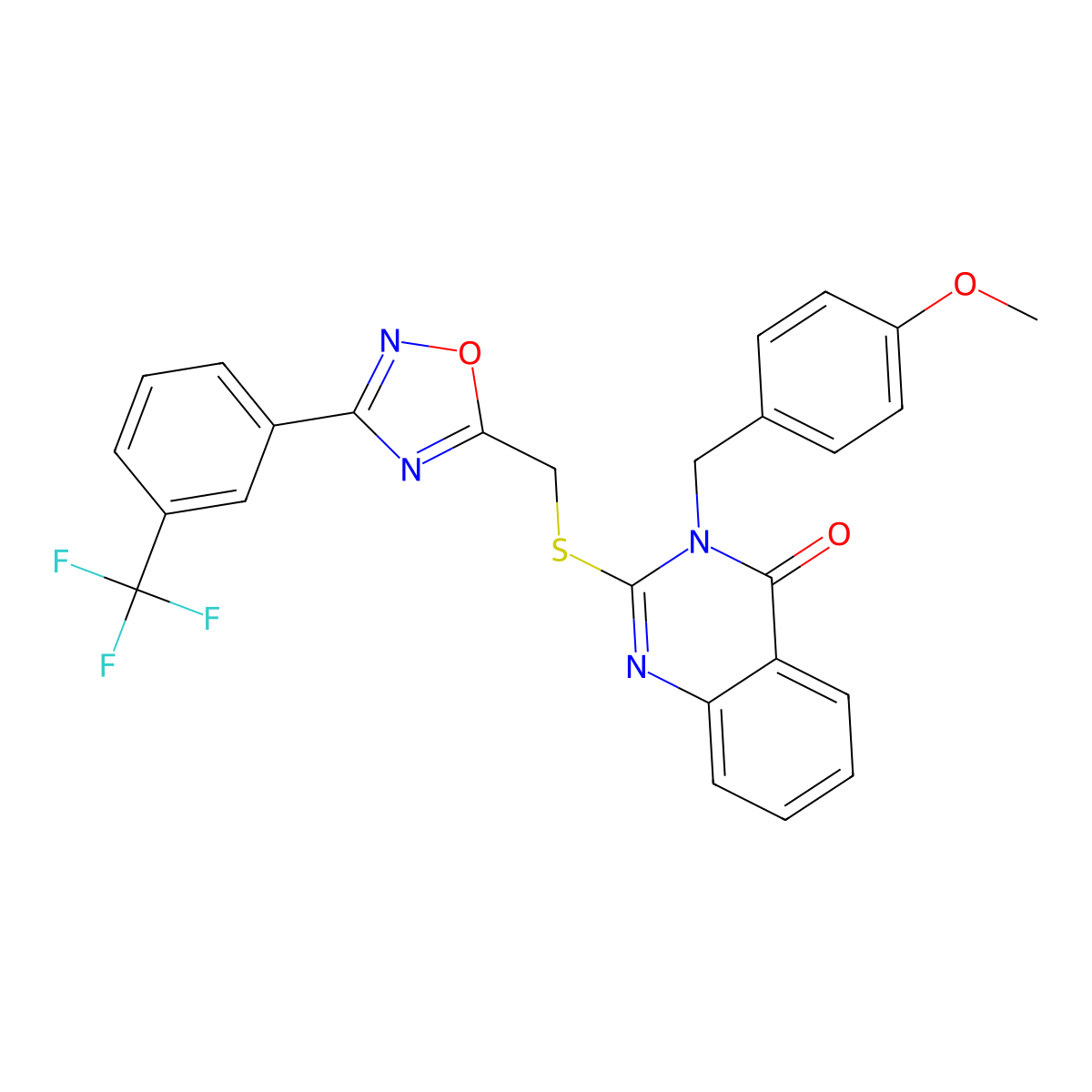 3-(4-methoxybenzyl)-2-(((3-(3-(trifluoromethyl)phenyl)-1,2,4-oxadiazol-5-yl)methyl)thio)quinazolin-4(3H)-one molecular structure, CAS 2034461-29-3