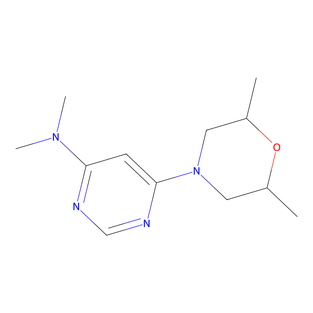 6-(2,6-dimethylmorpholino)-N,N-dimethylpyrimidin-4-amine molecular structure, CAS 2034461-31-7