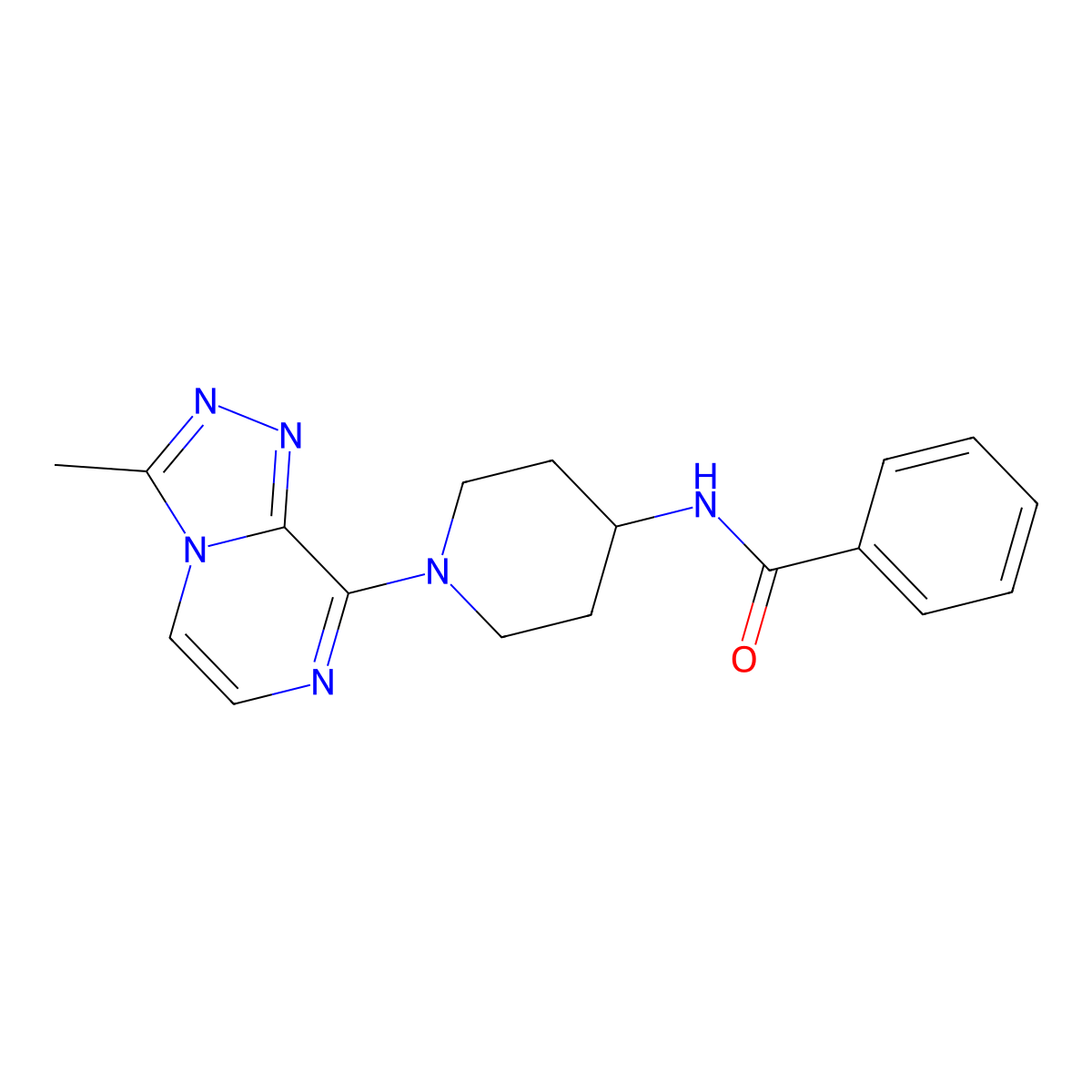 N-(1-{3-methyl-[1,2,4]triazolo[4,3-a]pyrazin-8-yl}piperidin-4-yl)benzamide molecular structure, CAS 2034461-39-5