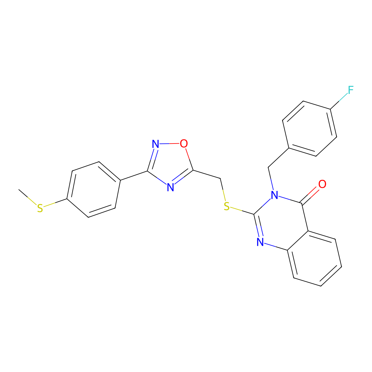 3-(4-fluorobenzyl)-2-(((3-(4-(methylthio)phenyl)-1,2,4-oxadiazol-5-yl)methyl)thio)quinazolin-4(3H)-one molecular structure, CAS 2034461-41-9