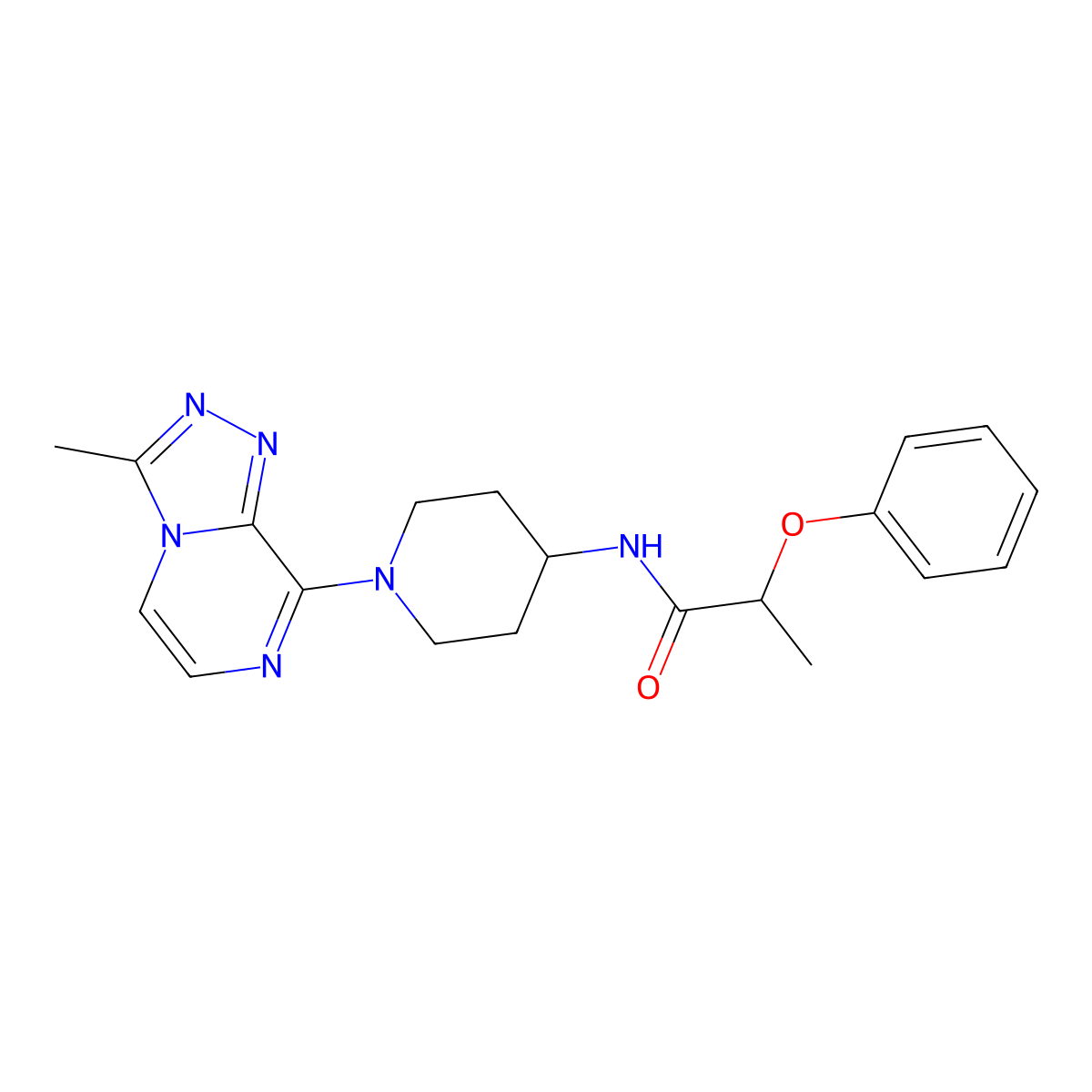 N-(1-{3-methyl-[1,2,4]triazolo[4,3-a]pyrazin-8-yl}piperidin-4-yl)-2-phenoxypropanamide molecular structure, CAS 2034461-44-2