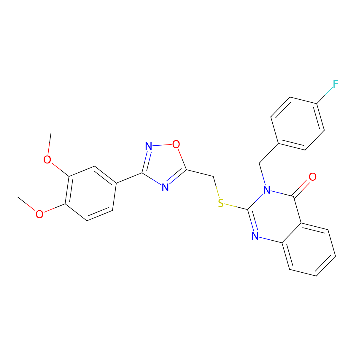 2-(((3-(3,4-dimethoxyphenyl)-1,2,4-oxadiazol-5-yl)methyl)thio)-3-(4-fluorobenzyl)quinazolin-4(3H)-one molecular structure, CAS 2034461-47-5