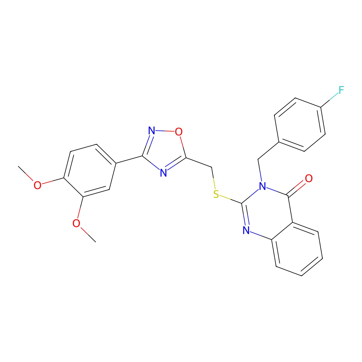 2-(((3-(3,4-dimethoxyphenyl)-1,2,4-oxadiazol-5-yl)methyl)thio)-3-(4-fluorobenzyl)quinazolin-4(3H)-one molecular structure, CAS 2034461-47-5