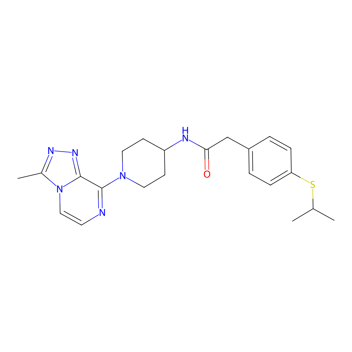 2-(4-(isopropylthio)phenyl)-N-(1-(3-methyl-[1,2,4]triazolo[4,3-a]pyrazin-8-yl)piperidin-4-yl)acetamide molecular structure, CAS 2034461-51-1