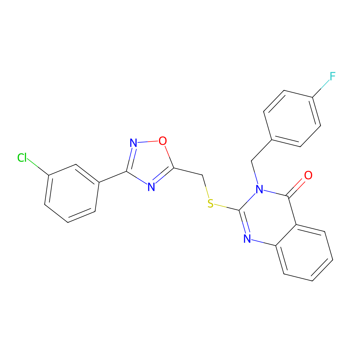2-(((3-(3-chlorophenyl)-1,2,4-oxadiazol-5-yl)methyl)thio)-3-(4-fluorobenzyl)quinazolin-4(3H)-one molecular structure, CAS 2034461-54-4